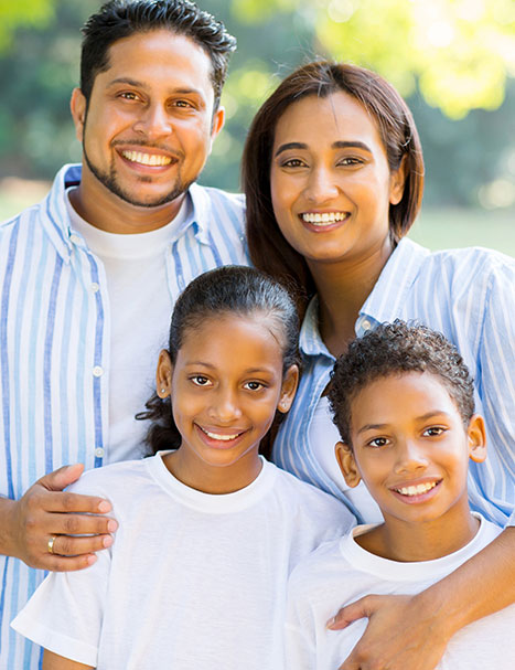 family of four in the park